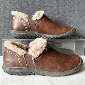 JBU Jambu Jade Dark Brown Vegan Leather Faux Fur Slip On Loafer - Women's Size 9
